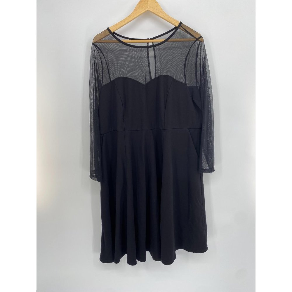 Torrid black mesh top fit and flare midi dress
